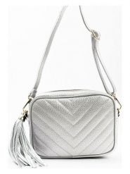 Lia Biassoni Skórzana torebka "Mavigliano" w kolorze srebrnym - 22 x 16 x 7 cm rozmiar: onesize. Szare torby na ramię Lia Biassoni, bez wzorów, z materiału, na ramię, bez dodatków. Za 217.99 zł.