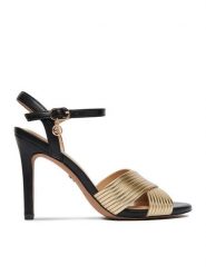 Nine West Sandały CEO-CD25-217-1 Złoty. Żółte sandały Nine West, bez wzorów, z materiału, bez obcasa, na szpilce, bez zapięcia. Za 229.99 zł.