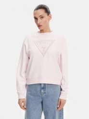 Guess Bluza W5GQ12 KBKM0 Różowy Regular Fit. Czerwone bluzy Guess, xl, z aplikacjami, z bawełny, bez kaptura. Za 229.99 zł.