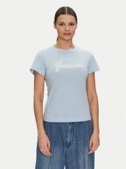 Guess T-Shirt V5GI02 K9RM1 Błękitny Slim Fit. Niebieskie t-shirty Guess, xl, z aplikacjami, z bawełny, bez kołnierzyka, bez ramiączek. Za 99.99 zł.