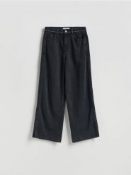 Jeansy wide leg z aplikacjami - czarny. Czarne jeansy Reserved, z aplikacjami. Za 159.99 zł.