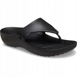 Japonki Dla Dorosłych Crocs Kadee Wedge Flip. Czarne klapki Crocs, bez wzorów, z materiału, bez obcasa. Za 99.99 zł.