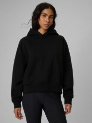 4F Bluza dresowa regular z kapturem damska - czarna S. Czarne bluzy 4f, s, bez wzorów, z dresówki, z kapturem. Za 159.99 zł.