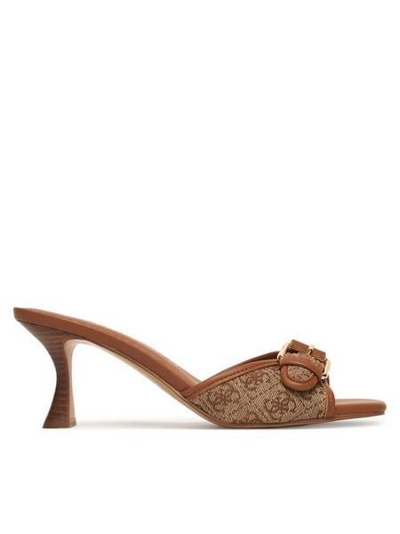 Guess Klapki FLJDI2 FAL03 Brązowy. Brązowe klapki Guess, z aplikacjami, z materiału, bez obcasa. Za 413.99 zł.
