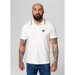 Koszulka Polo bawełniana klasyczna dla dorosłych Pique Stripes Regular. Białe koszulki polo PITBULL, m, bez wzorów, z bawełny, bez kołnierzyka, bez ramiączek. Za 139.99 zł.