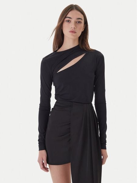 PINKO Bluzka Corazon 106085 A308 Czarny Regular Fit. Czarne bluzki Pinko, m, bez wzorów, z syntetyku, bez kołnierzyka, bez ramiączek. Za 529.99 zł.