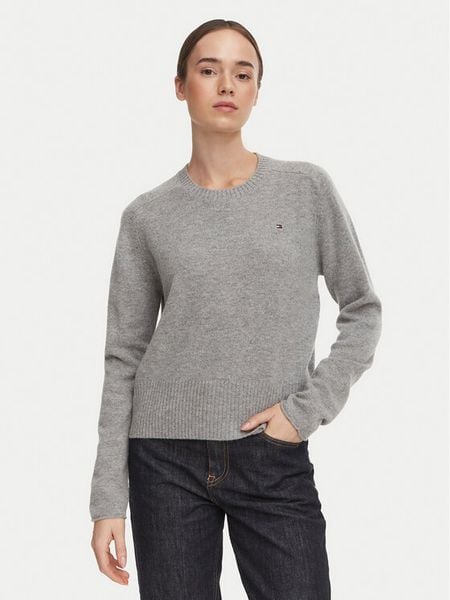 Tommy Hilfiger Sweter WW0WW51432 Szary ciemny Regular Fit. Szare swetry TOMMY HILFIGER, l, bez wzorów, z wełny, bez ramiączek. Za 649.99 zł.