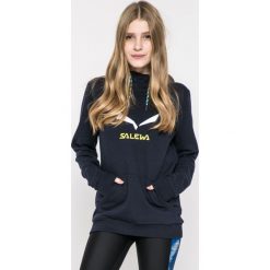 Salewa - Bluza. Szare bluzy sportowe Salewa, z aplikacjami, z bawełny, z kapturem. W wyprzedaży za 199.90 zł.