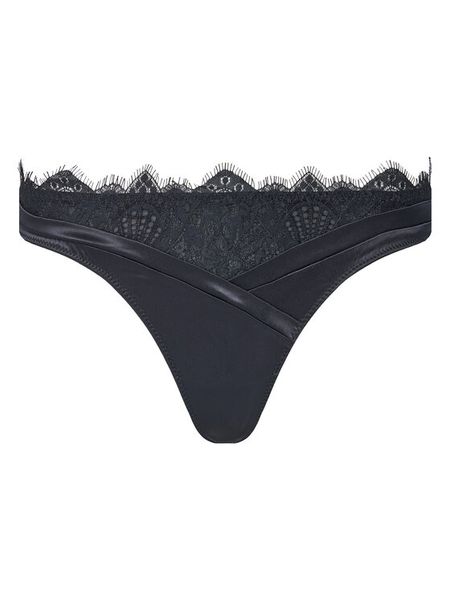 Hunkemöller Stringi Zoe 303112 Czarny. Czarne stringi Hunkemöller, bez wzorów, z syntetyku. Za 69.99 zł.