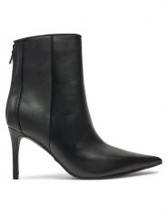 Guess Botki Feyly FLDFEY LEA10 Czarny. Czarne botki Guess, z aplikacjami, ze skóry, bez obcasa, na szpilce, bez zapięcia. Za 1,149.00 zł.