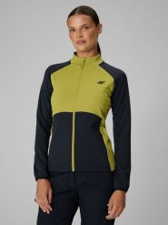 4F Bluza trekkingowa slim bez kaptura damska - zielona XL. Zielone bluzy 4f, xl, bez wzorów, bez kaptura. Za 199.99 zł.