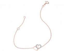 Bransoletka z różowego złota z diamentem - serca - 0,003 ct - próba 375. Czerwone bransoletki Apart, z diamentem, złote. Za 869.00 zł.