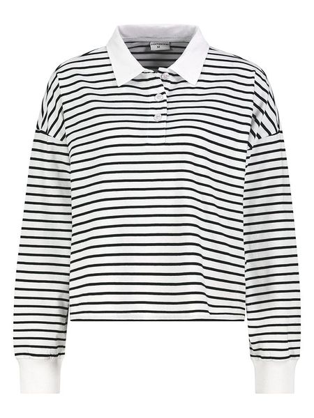 Eight2Nine Koszulka polo w kolorze biało-czarnym rozmiar: L. Białe bluzki Eight2Nine, l, bez wzorów, z bawełny, bez kołnierzyka, bez ramiączek. Za 91.99 zł.