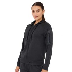 Bluza damska wełniana z kapturem Brubeck OUTDOOR MERINO. Szare bluzy Brubeck, l, bez wzorów, z elastanu, z kapturem. Za 399.00 zł.