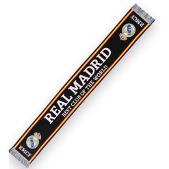 Szalik Realu Madryt - licencjonowany 140 cm x 20 cm. Czarne szaliki REAL MADRID, bez wzorów, sportowe. Za 89.00 zł.