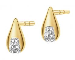 Kolczyki z żółtego złota z diamentami - łezki - 0,01 ct - próba 375. Żółte kolczyki Apart, z diamentem, złote. Za 899.00 zł.
