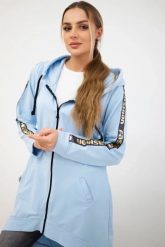 Bluza z suwakiem z tyłu błękitna. Niebieskie bluzy KESI, l, bez wzorów, z bawełny, z kapturem. Za 198.65 zł.
