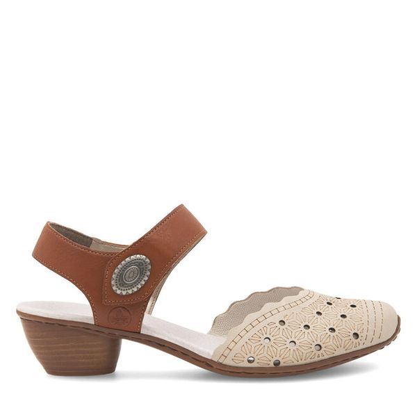 Sandały Rieker. Brązowe sandały Rieker, bez wzorów, bez obcasa, na słupku, bez zapięcia. Za 279.99 zł.
