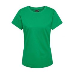 Koszulka damska Hummel Red Basic. Zielone bluzki Hummel, bez wzorów, z bawełny, eleganckie, bez kołnierzyka, bez ramiączek. Za 120.00 zł.