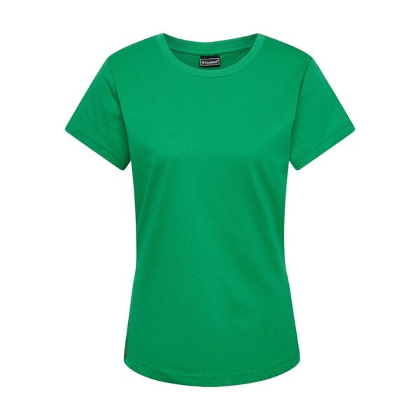 Koszulka damska Hummel Red Basic. Zielone bluzki Hummel, bez wzorów, z bawełny, sportowe, bez kołnierzyka, bez ramiączek. Za 140.50 zł.