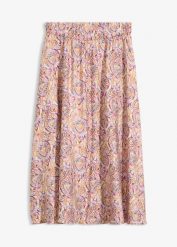 Spódnica midi z mieszanki wiskozy. Białe spódnice bonprix, bez wzorów, z wiskozy, midi. Za 69.99 zł.