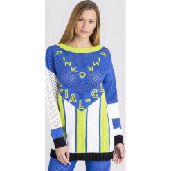SWETER PINKO. Czarne swetry Pinko, l, w ażurowe wzory, ze splotem, bez ramiączek. Za 843.00 zł.