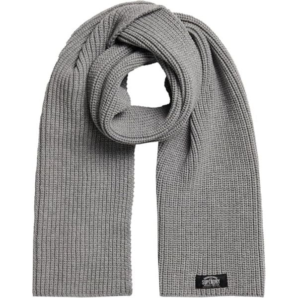 Szalik zimowy damski Superdry Classic Knitted. Szare szaliki Superdry, na zimę, bez wzorów, z poliesteru. W wyprzedaży za 101.00 zł.