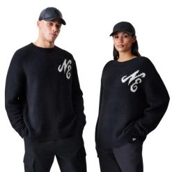 Sweter z dzianiny New Era. Czarne swetry New Era, na zimę, s, bez wzorów, z dzianiny, bez ramiączek. Za 343.00 zł.