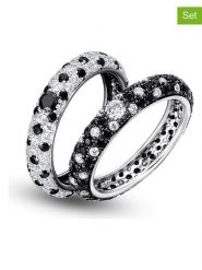 DI GIORGIO Srebrne pierścionki (2 szt.) z cyrkoniami rozmiar: 50. Czarne pierścionki DI GIORGIO, z cyrkonią, srebrne. Za 295.86 zł.
