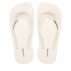 Japonki Calvin Klein. Białe klapki Calvin Klein, bez wzorów, bez obcasa. Za 149.99 zł.