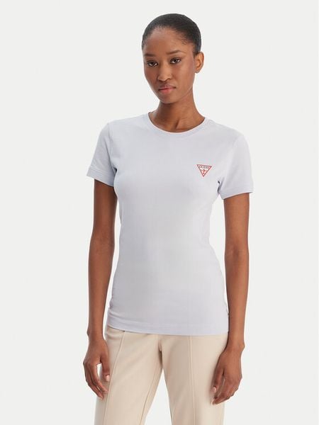 Guess T-Shirt W2YI44 J1314 Błękitny Regular Fit. Niebieskie t-shirty Guess, l, z aplikacjami, z bawełny, bez kołnierzyka, bez ramiączek. Za 129.99 zł.