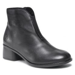 Botki Remonte. Czarne botki Remonte, bez wzorów, bez obcasa, na słupku, bez zapięcia. Za 419.99 zł.