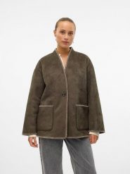 Vero Moda Kurtka "VMLIVA" w kolorze brązowym ze skóry syntetycznej rozmiar: S. Brązowe kurtki Vero Moda, s, bez wzorów, ze skóry, bez kaptura. Za 217.99 zł.