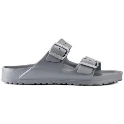 Birkenstock Arizona EVA Metallic Silver Klapki damskie. Szare klapki Birkenstock, bez wzorów, z materiału, bez obcasa. Za 179.99 zł.