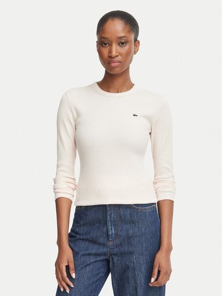 Lacoste Bluzka TF1692 Różowy jasny Slim Fit. Czerwone bluzki Lacoste, bez wzorów, z bawełny, bez kołnierzyka, bez ramiączek. Za 374.99 zł.