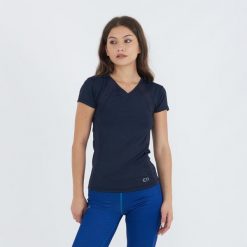 Koszulka treningowa GLEER damska niebieska. Niebieskie bluzki ELPLAYER, bez wzorów, z elastanu, sportowe, bez kołnierzyka, bez ramiączek. Za 60.00 zł.