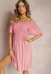 Różowa Sukienka Hiszpanka Mini z Wiskozy Folna. Czerwone sukienki Renee, na lato, m, bez wzorów, z wiskozy, bez kołnierzyka, bez ramiączek, mini, dopasowane. Za 44.99 zł.