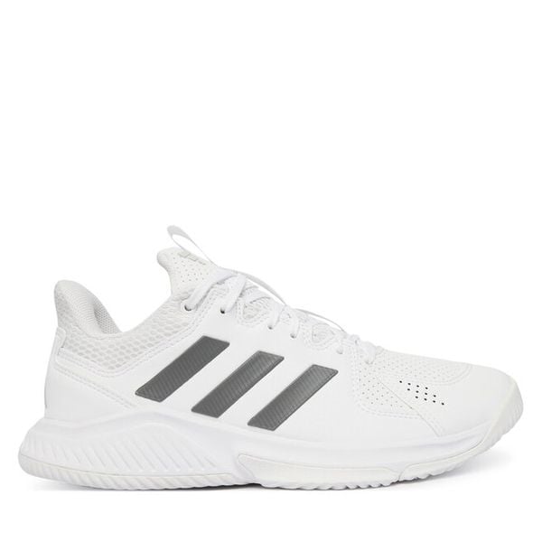 Buty halowe adidas. Białe obuwie sportowe Adidas, bez zapięcia. Za 296.99 zł.