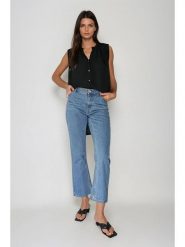 Monki Dżinsy - Slim fit - w kolorze błękitnym rozmiar: W28. Niebieskie jeansy Monki, bez wzorów, z podwyższonym stanem. Za 61.75 zł.