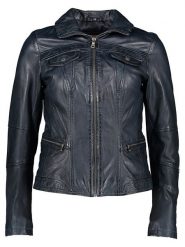 7eleven Skórzana kurtka "Mona" w kolorze granatowym rozmiar: 42. Niebieskie kurtki 7eleven, bez wzorów, ze skóry, bez kaptura. Za 459.04 zł.