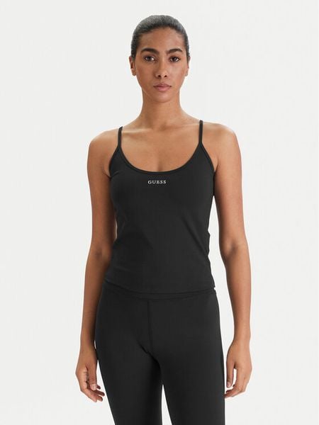 Guess Top V6RP14 KD952 Czarny Slim Fit. Czarne topy Guess, m, z aplikacjami, z syntetyku, bez kołnierzyka, bez ramiączek. Za 199.99 zł.