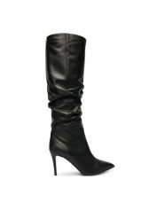 Pollini Kozaki SA26038M0NTE0000 Czarny. Czarne kozaki Pollini, ze skóry, bez obcasa, na szpilce, bez zapięcia. Za 2,829.00 zł.