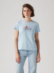 Levi's Koszulka w kolorze błękitnym rozmiar: M. Niebieskie bluzki Levi's®, m, bez wzorów, z bawełny, bez kołnierzyka, bez ramiączek. Za 79.77 zł.