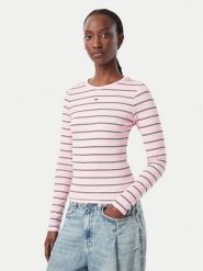 Tommy Jeans Bluzka Essential DW0DW17387 Różowy jasny Slim Fit. Czerwone bluzki Tommy Jeans, xs, bez wzorów, z bawełny, bez kołnierzyka, bez ramiączek. Za 199.99 zł.