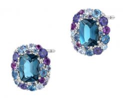 Kolczyki z białego złota z brylantami, kamieniami ozdobnymi i szlachetnymi - próba 585. Białe kolczyki Apart, z brylantem, złote. Za 6,590.00 zł.