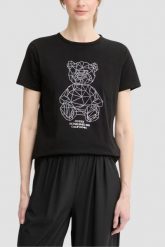 GUESS Czarny damski t-shirt na krótki rękaw z cyrkoniami Romy, Rozmiar M. Czarne t-shirty Guess, m, z aplikacjami, bez kołnierzyka, bez ramiączek. Za 239.99 zł.