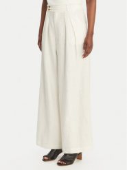 Eleh Spodnie palazzo SS260318 Biały Wide Leg. Białe spodnie materiałowe Eleh, bez wzorów, ze lnu. Za 961.99 zł.