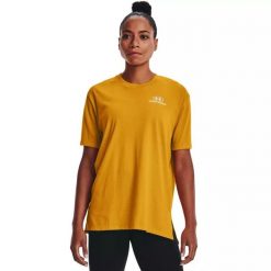 Koszulka damska Under Armour Oversized Graphic SS. Żółte koszulki sportowe Under Armour, bez wzorów, bez ramiączek. Za 69.99 zł.