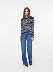 Vero Moda Sweter w kolorze granatowym rozmiar: XL. Niebieskie swetry Vero Moda, xl, bez wzorów, z bawełny, bez ramiączek. Za 87.45 zł.