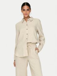 JDY Koszula Say 15318364 Beżowy Loose Fit. Brązowe koszule JDY, xl, bez wzorów, ze lnu, bez kołnierzyka, bez ramiączek. Za 129.99 zł.